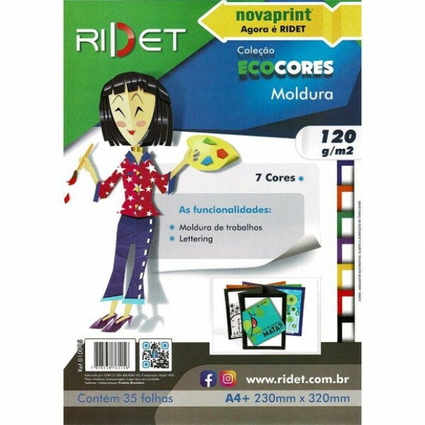 Bloco Ecocores Moldura A4+ 120g 7 Cores c/35 Folhas - Ridet