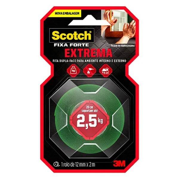 Fita Dupla-Face Extrema 12mmX2m - Scotch Fita Dupla-Face Extrema 12mmX2m - Scotch