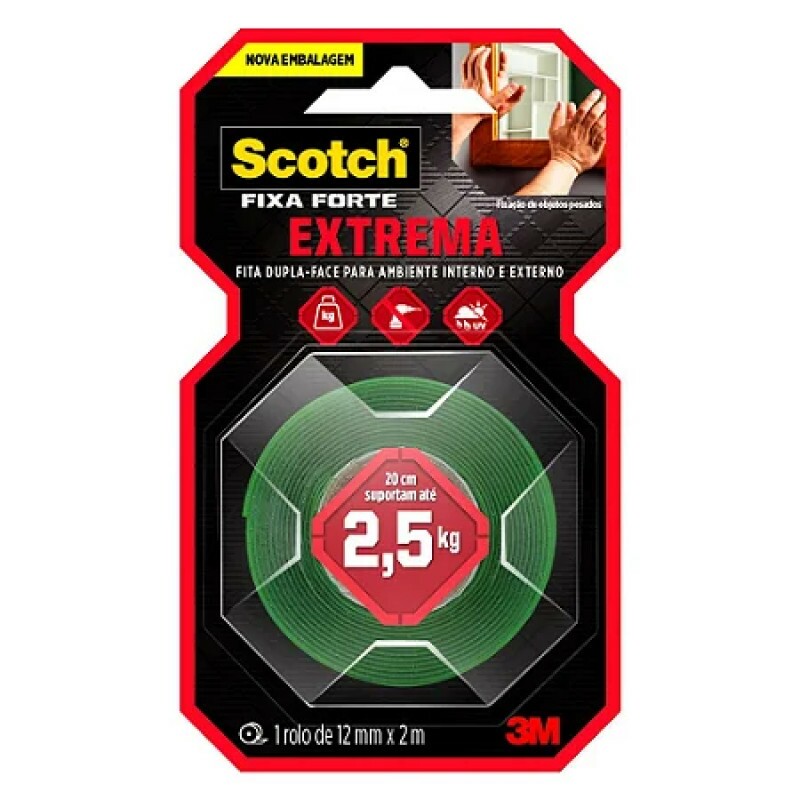 Fita Dupla-Face Extrema 12mmX2m - Scotch Fita Dupla-Face Extrema 12mmX2m - Scotch
