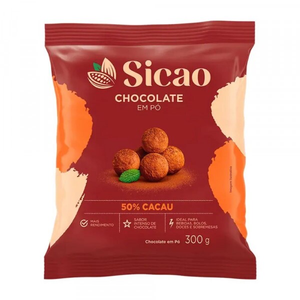 Chocolate Em Po 50 Cacau 300g Sicao