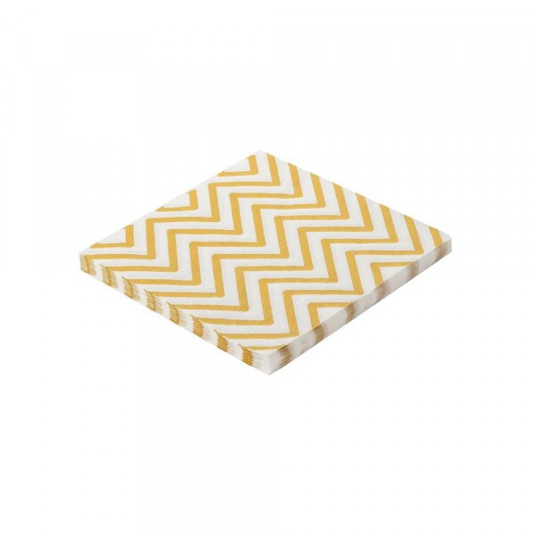 Guardanapo 32x32cm 20 Unidades Chevron Dourado Silver Festas