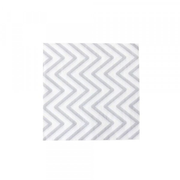 Guardanapo 32x32cm 20 Unidades Chevron Prata Silver Festas