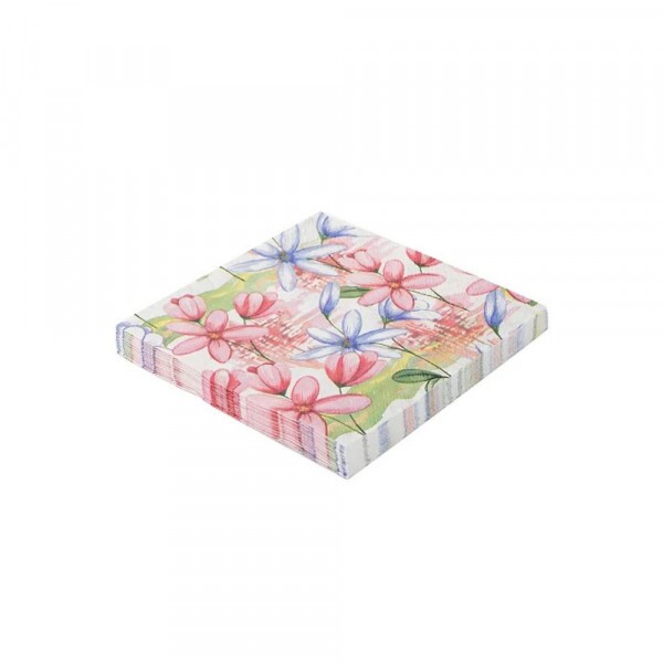 Guardanapo 33x33cm 20 Unidades Flores Silver Festas