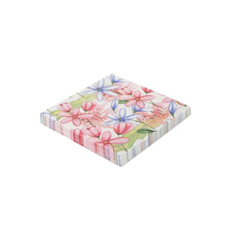 Guardanapo 33x33cm 20 Unidades Flores Silver Festas