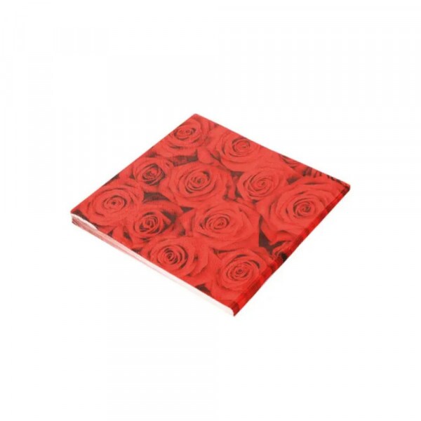 Guardanapo 33x33cm 20 Unidades Rosa Vermelha Silver Festas