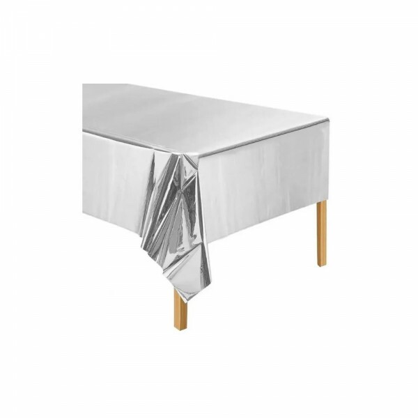 Toalha De Mesa Retangular 137x183cm Prata Silver Festas