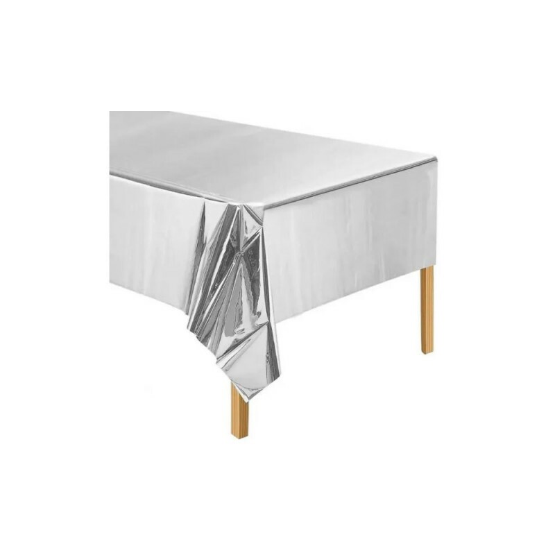 Toalha De Mesa Retangular 137x183cm Prata Silver Festas