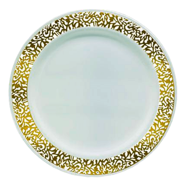 Prato Refeição Vazado Dourado c/6 Unidades - Silver Plastic 