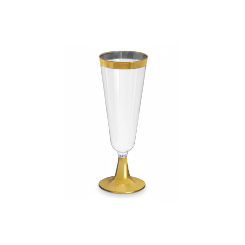 Taça de Champagne Borda Dourada 150ml c/4 Unidades - Silver Plastic Taça de Champagne Borda Dourada 150ml c/4 Unidades - Silver Plastic
