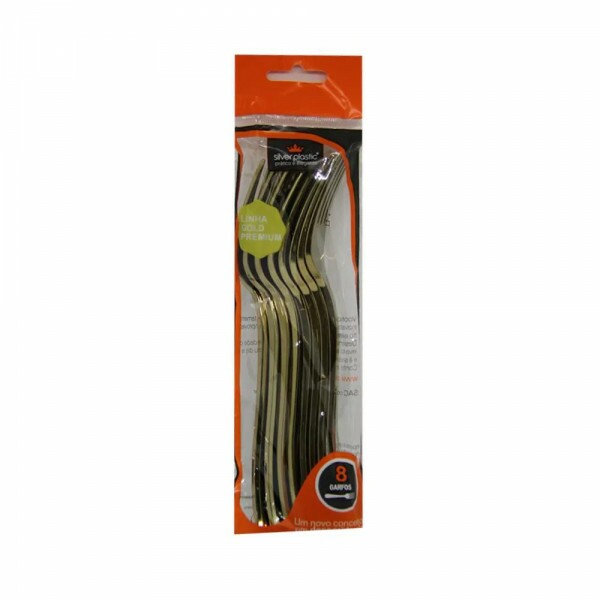 Garfo Refeição Linha Gold Premium 8 Unidades - Silver Plastic Garfo Refeição Linha Gold Premium 8 Unidades - Silver Plastic