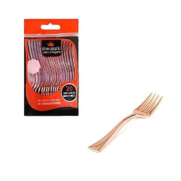 Mini Garfo Linha Rose Premium 20 Unidades - Silver Plastic Mini Garfo Linha Rose Premium 20 Unidades - Silver Plastic