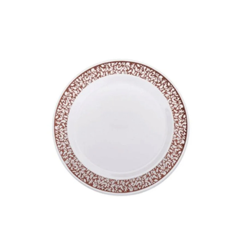 Prato Sobremesa Vazado Rose Gold c/6 Unidades - Silver Plastic Prato Sobremesa Vazado Rose Gold c/6 Unidades - Silver Plastic