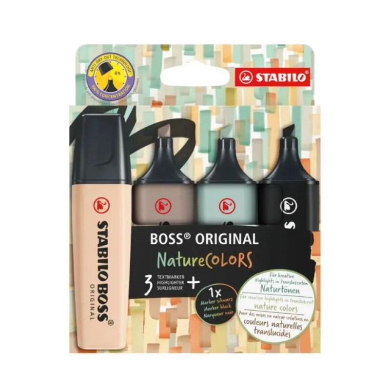 Marca Texto Boss Nature Colors Com 4 Unidades Stabilo                                       
