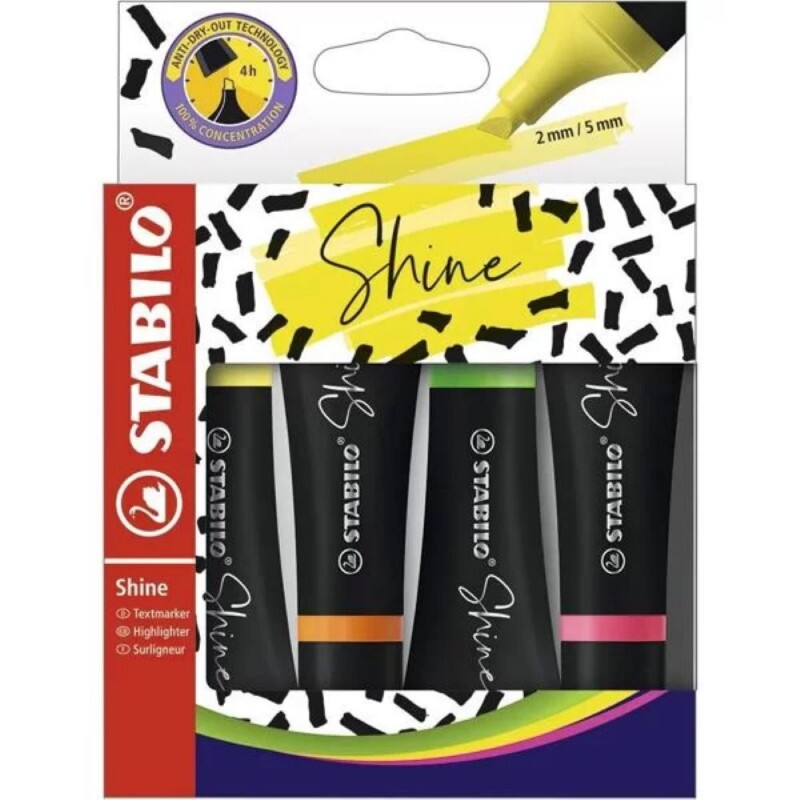 Marca Texto Shine Com 4 Stabilo                         