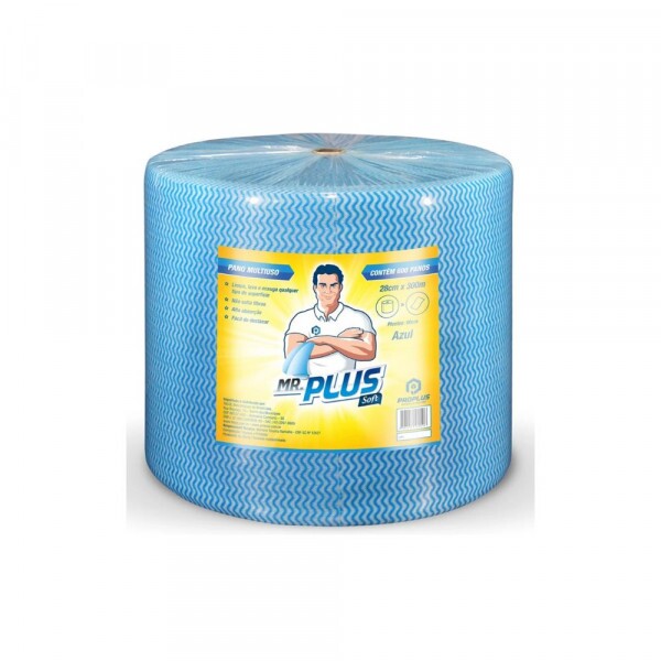 Pano multiuso Mr Plus 28cmX240m Com 600 Unidades Azul Talge