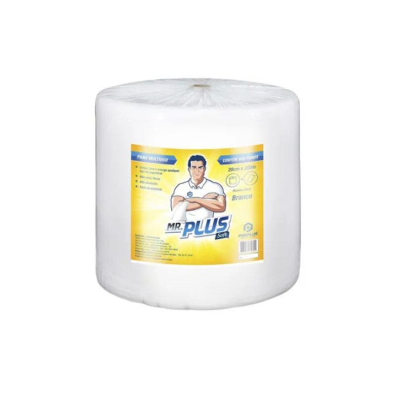 Pano multiuso Mr Plus 28cmX240m Com 600 Unidades Branco Talge
