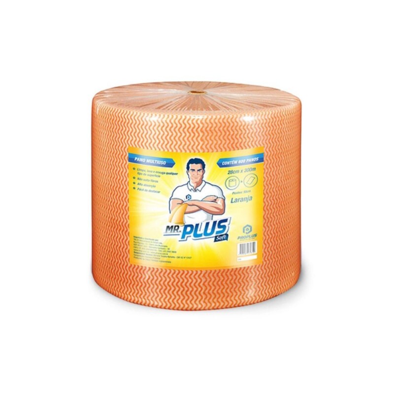 Pano multiuso Mr Plus 28cmX240m Com 600 Unidades Laranja Talge