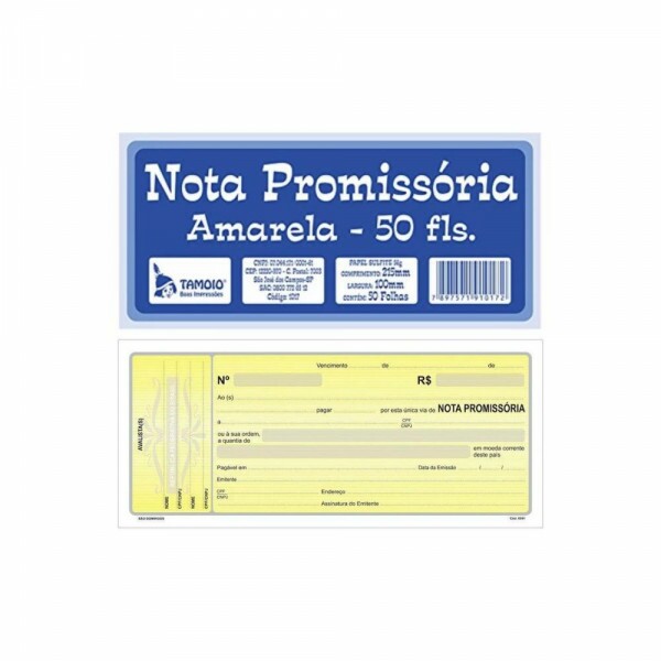 Nota Promissoria Amarela Com 50 Folhas Tamoio