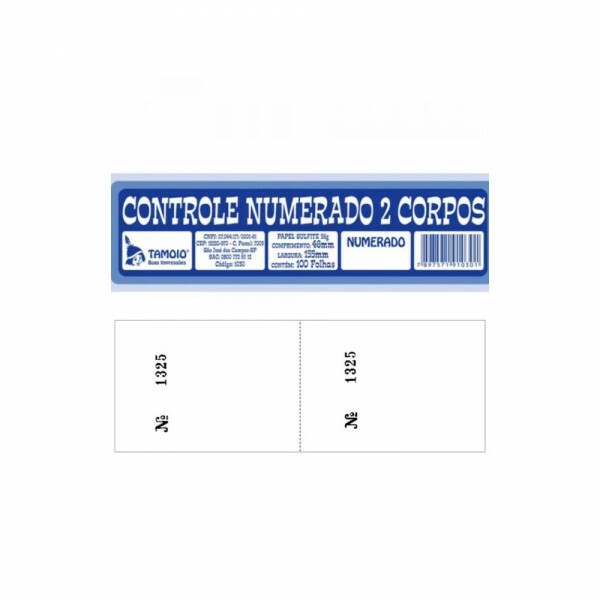 Controle Numerado 2 Corpos Com Canhoto 100 Folhas Tamoio