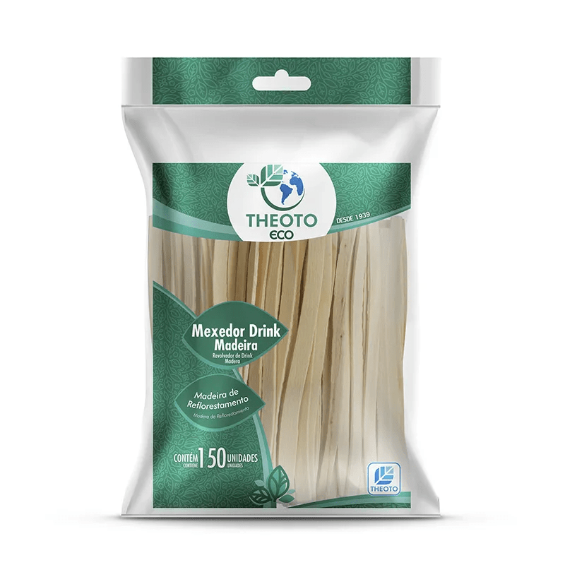 Mexedor Drink de Madeira 150 Unidades - Theoto Mexedor Drink de Madeira 150 Unidades - Theoto