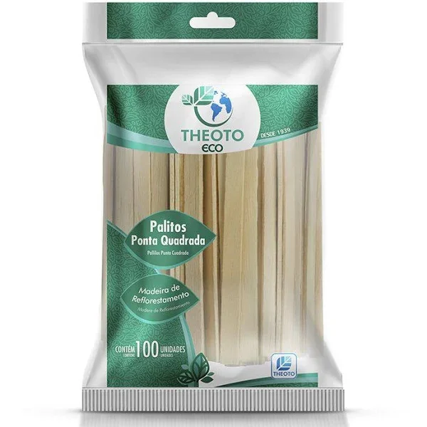 Palito de Sorvete Ponta Quadrada 100 Unidades - Theoto Palito de Sorvete Ponta Quadrada 100 Unidades - Theoto