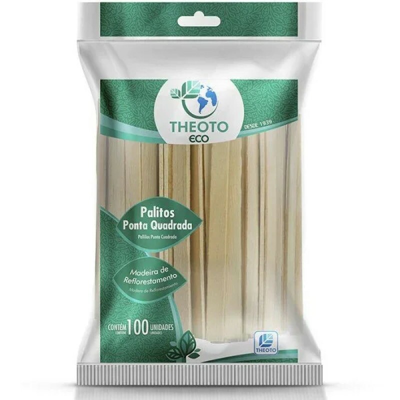 Palito de Sorvete Ponta Quadrada 100 Unidades - Theoto Palito de Sorvete Ponta Quadrada 100 Unidades - Theoto