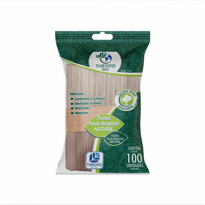 Palito de Sorvete Ponta Redonda 100 Unidades - Theoto Palito de Sorvete Ponta Redonda 100 Unidades - Theoto