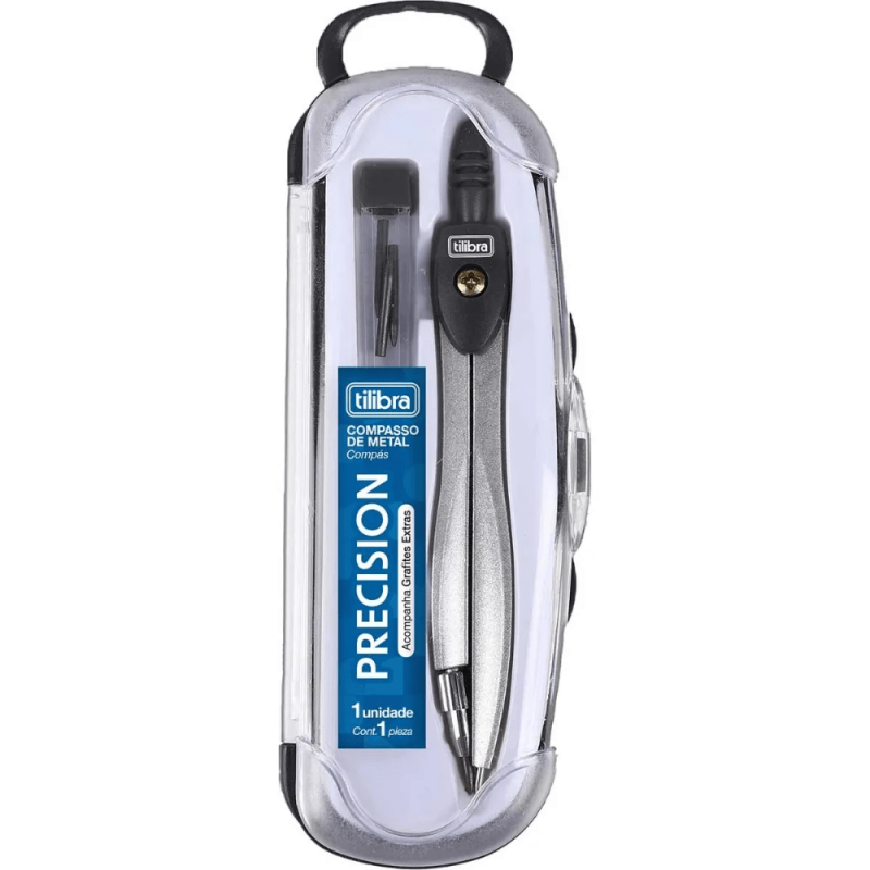 Compasso Metálico Precision c/Grafite Extra e Estojo - Tilibra