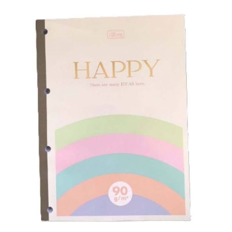 Refil Para Fichario Happy Pauta Cinza 80 folhas 90g Tilibra