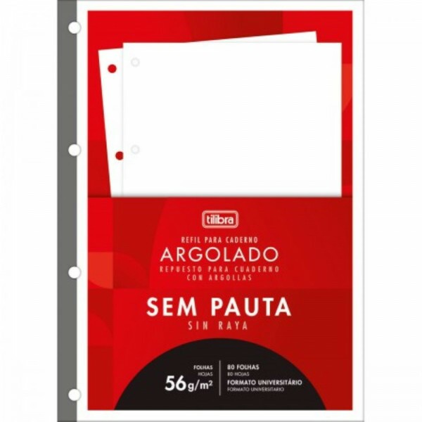 Refil Para Fichario Sem Pauta 80 folhas 56g Tilibra