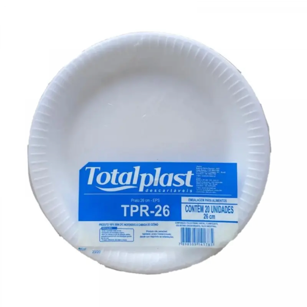 Prato Isopor EPS 26cm 20 Unidades - Totalplast Prato Isopor EPS 26cm 20 Unidades - Totalplast