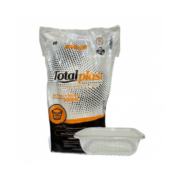 Pote Retangular 500ml 24 Unidades - Totalplast