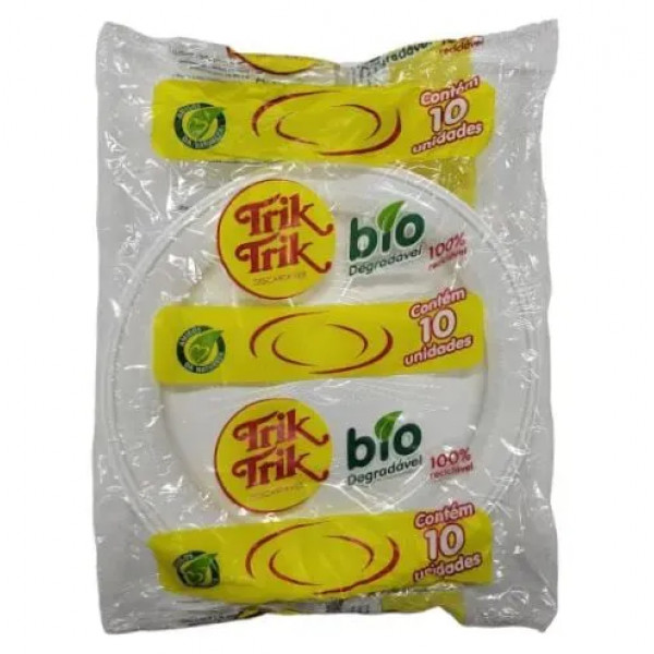 Prato Raso 15cm Biodegradável c/10 Unidades - Trik Trik