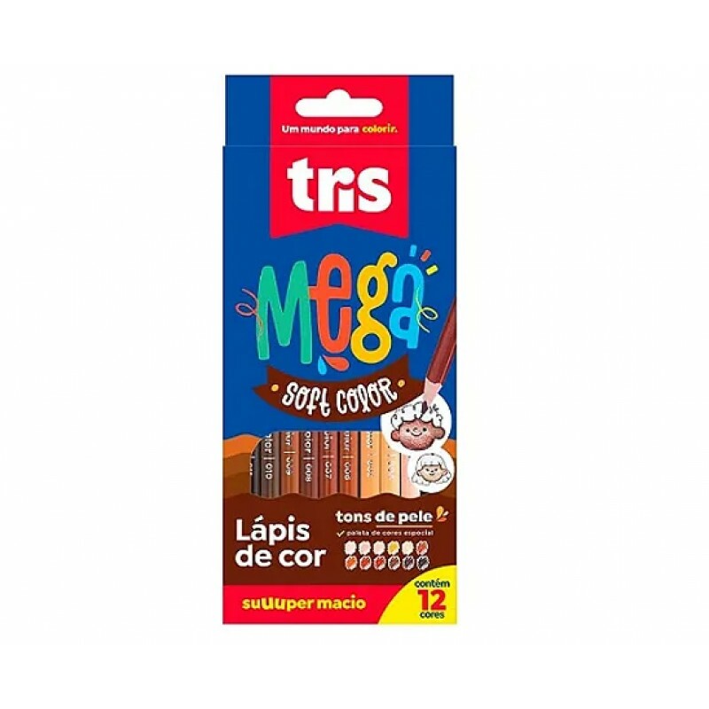 Lápis De Cor Mega Soft 12 Cores Tons De Pele - Tris
