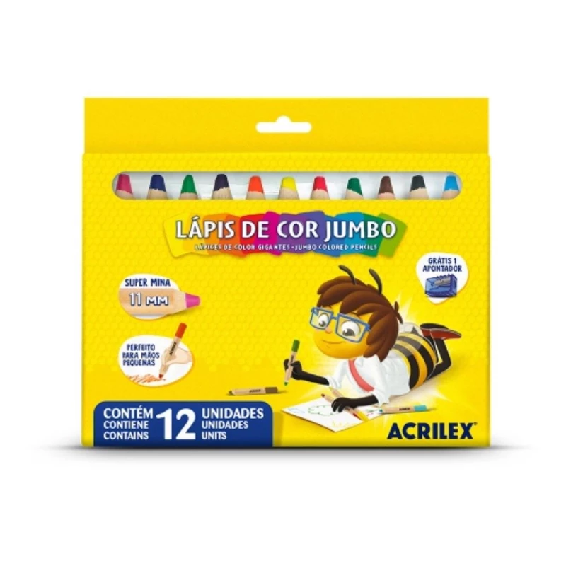 Lapis De Cor Jumbo Com 12 Cores Acrilex