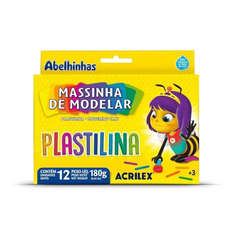 Massinha De Modelar Plastilina Com 12 Cores Acrilex