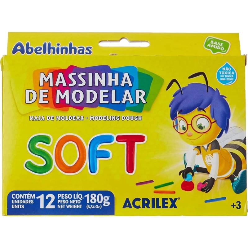 Massinha De Modelar Soft Com 12 Cores Acrilex