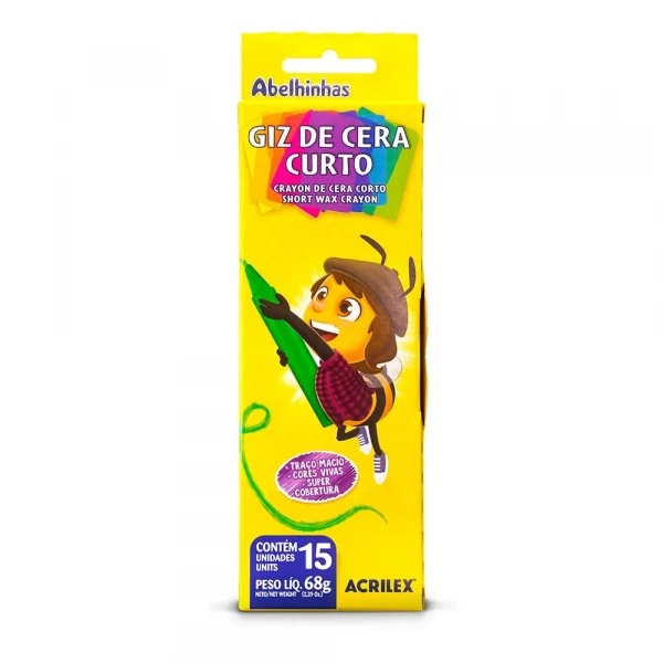 Giz Cera Curto Com 15 Cores Acrilex