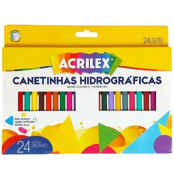Canetinha Hidrografica Com 24 Cores Acrilex