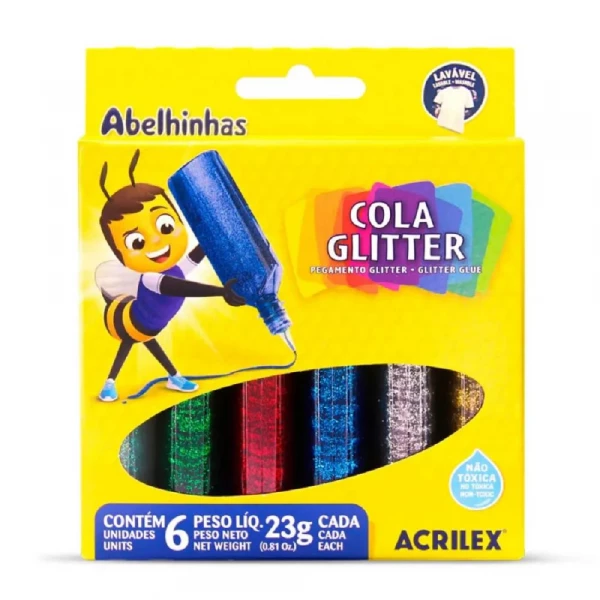 Cola Glitter Com 6 Cores Acrilex