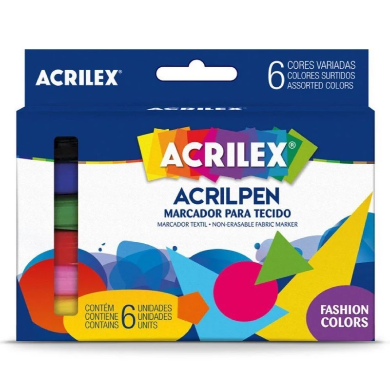 Marcador Para Tecido AcrilPen Com 6 Cores Acrilex