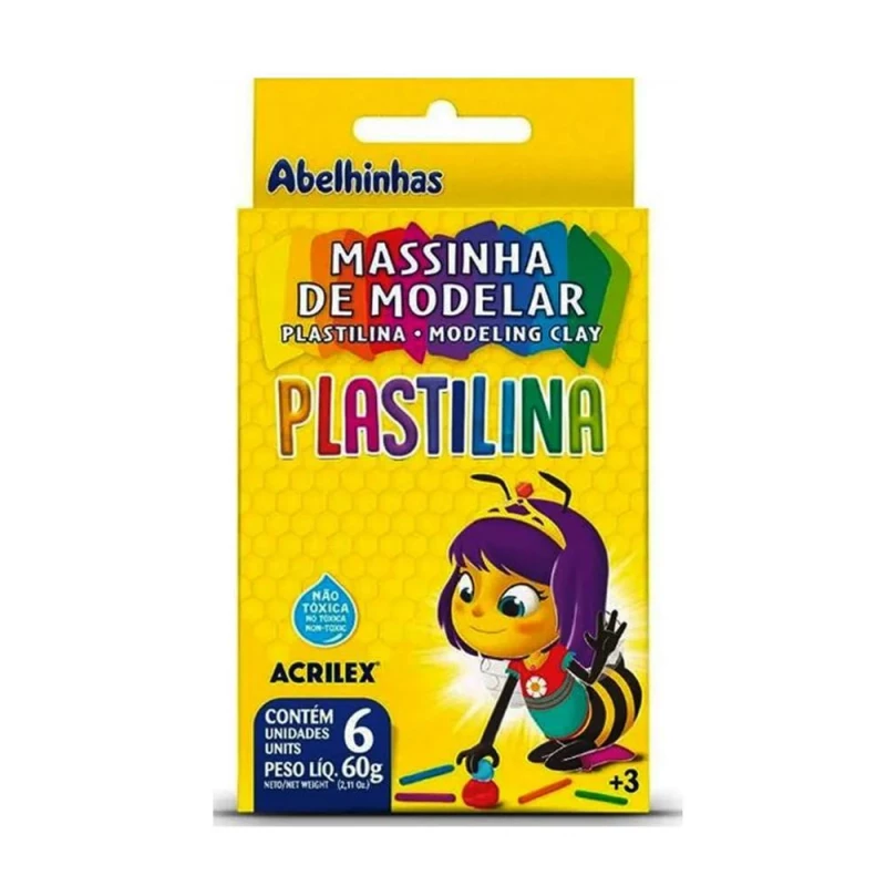Massinha De Modelar Plastilina Com 6 Cores Acrilex