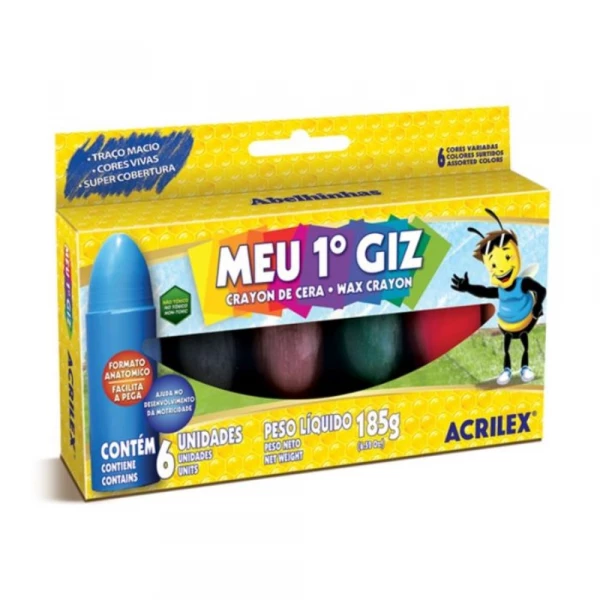 Meu Primeiro Giz Com 6 Cores Acrilex