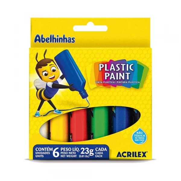 Tinta Plastica Com 6 Cores Acrilex