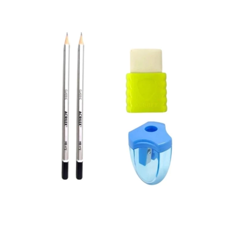 Lapis Preto Com 2 Unidades 1 Borracha 1 Apontador Com Deposito Sortido Acrilex