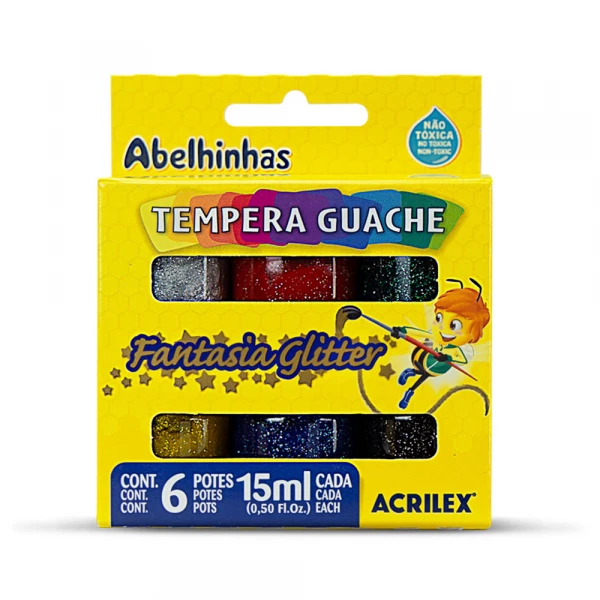 Guache Fantasia Glitter Com 6 Cores Acrilex