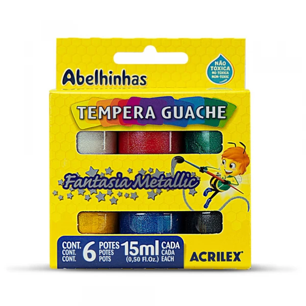 Guache Fantasia Metallic Com 6 Cores Acrilex