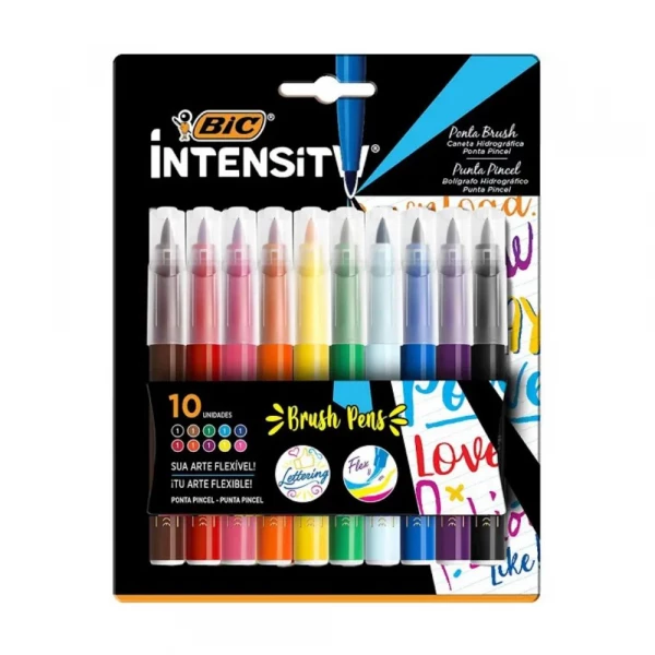 Caneta Brush Pen 10 Cores Bic