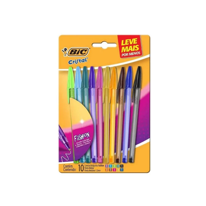 Caneta Esferografica Fashion Com 10 Cores Bic