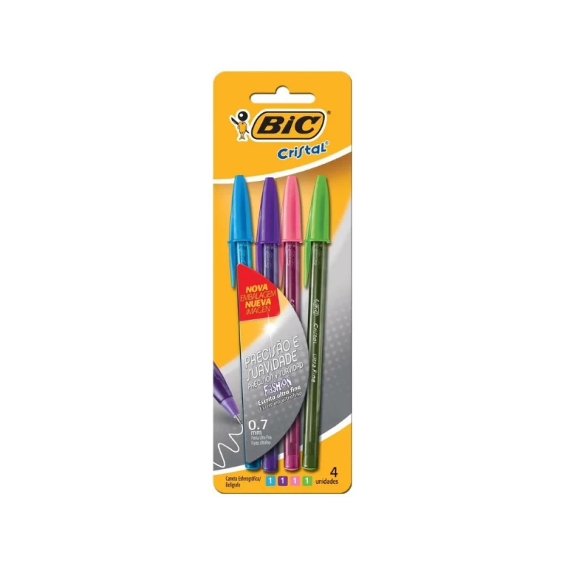 Caneta Esferografica Fashion 0.7mm Com 4 Cores Bic